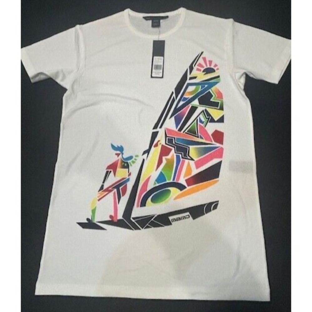 Marc By Marc Jacobs Mens White Graphic Wind Surfing T-Shirt NWT-Size XS MSRP $78
